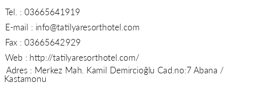 Tatilya Resort Hotel telefon numaralar, faks, e-mail, posta adresi ve iletiim bilgileri